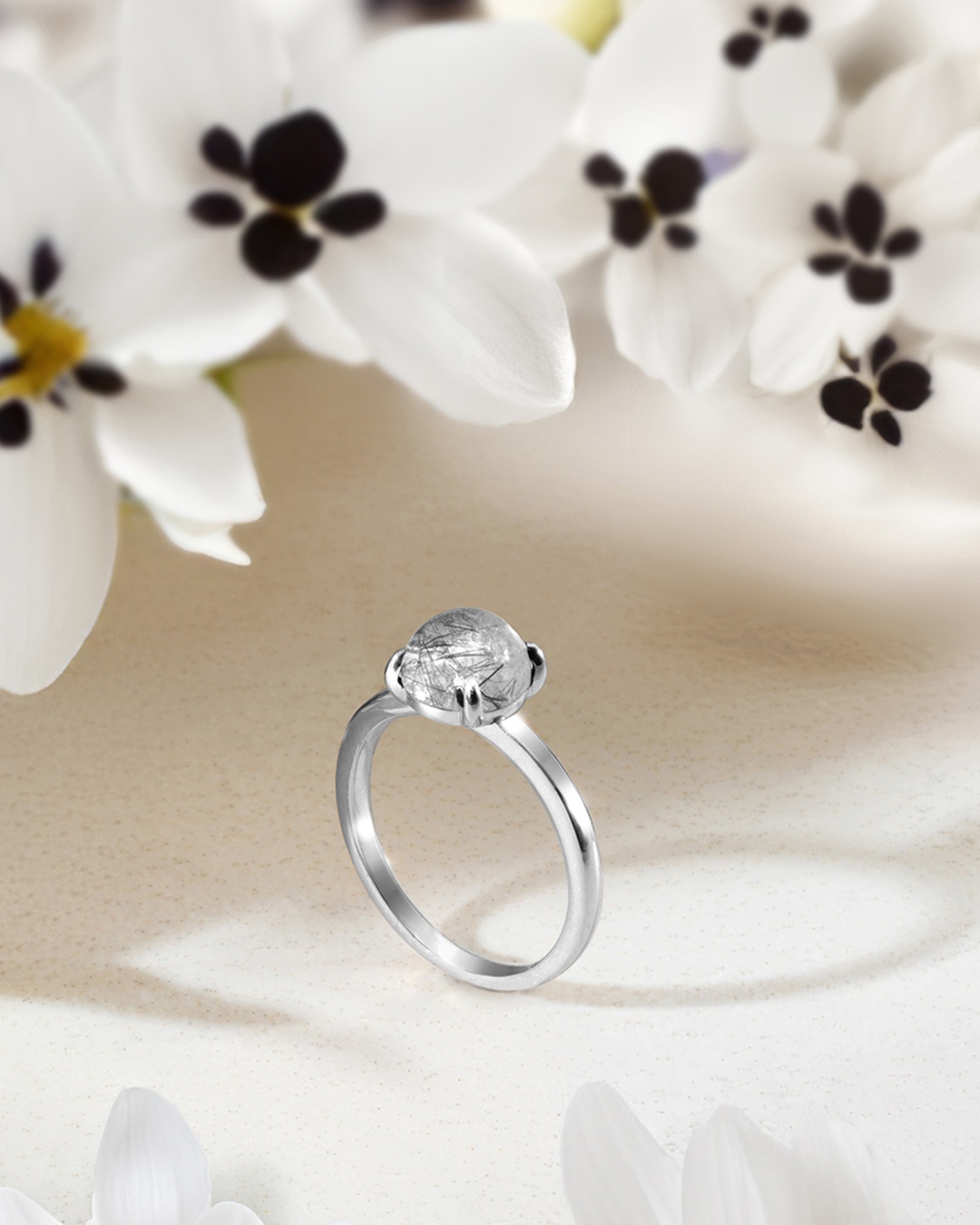 Packshot Bague Quartz rutile tourmaliné  Rimia