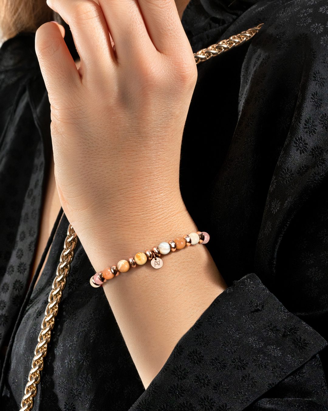 Bracelet Agate du Botswana rose Avelliana