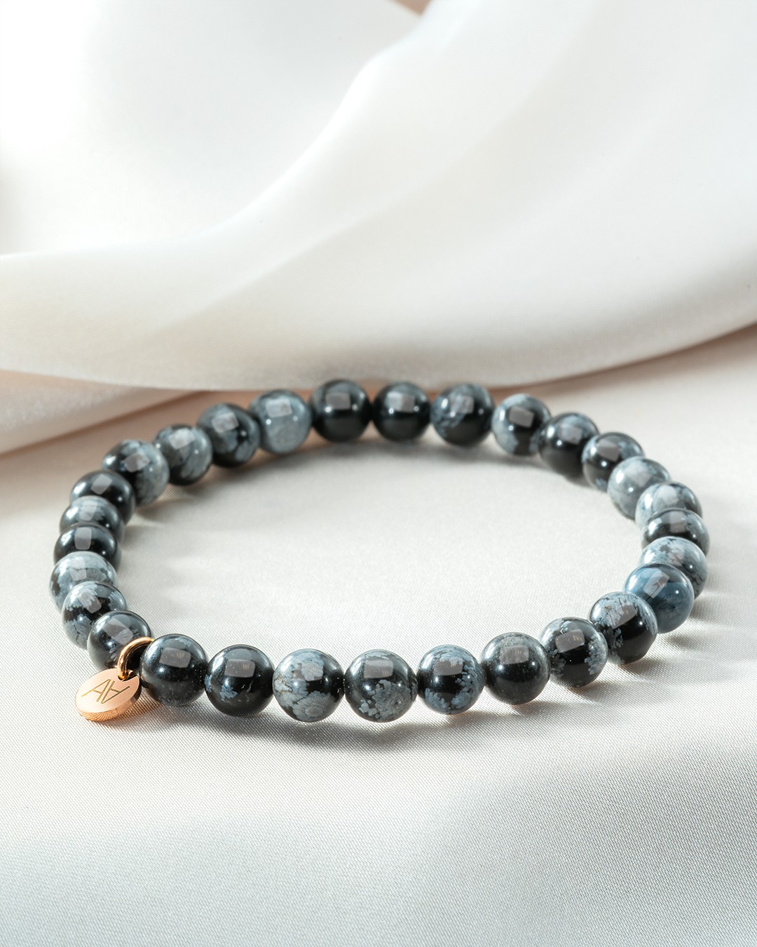 Bracelet Pierres naturelles Bracelet obsidienne flocon de neige 6mm