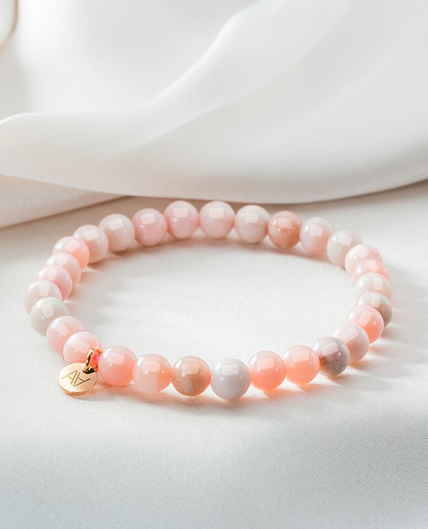 Bracelet opale rose 6mm