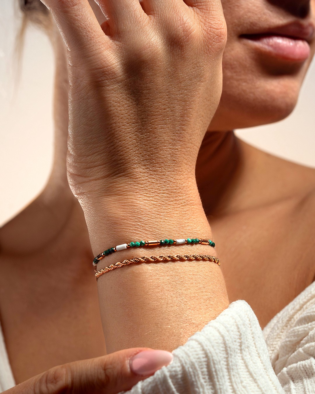 Bracelet Malachite et Howlite  Nolanina