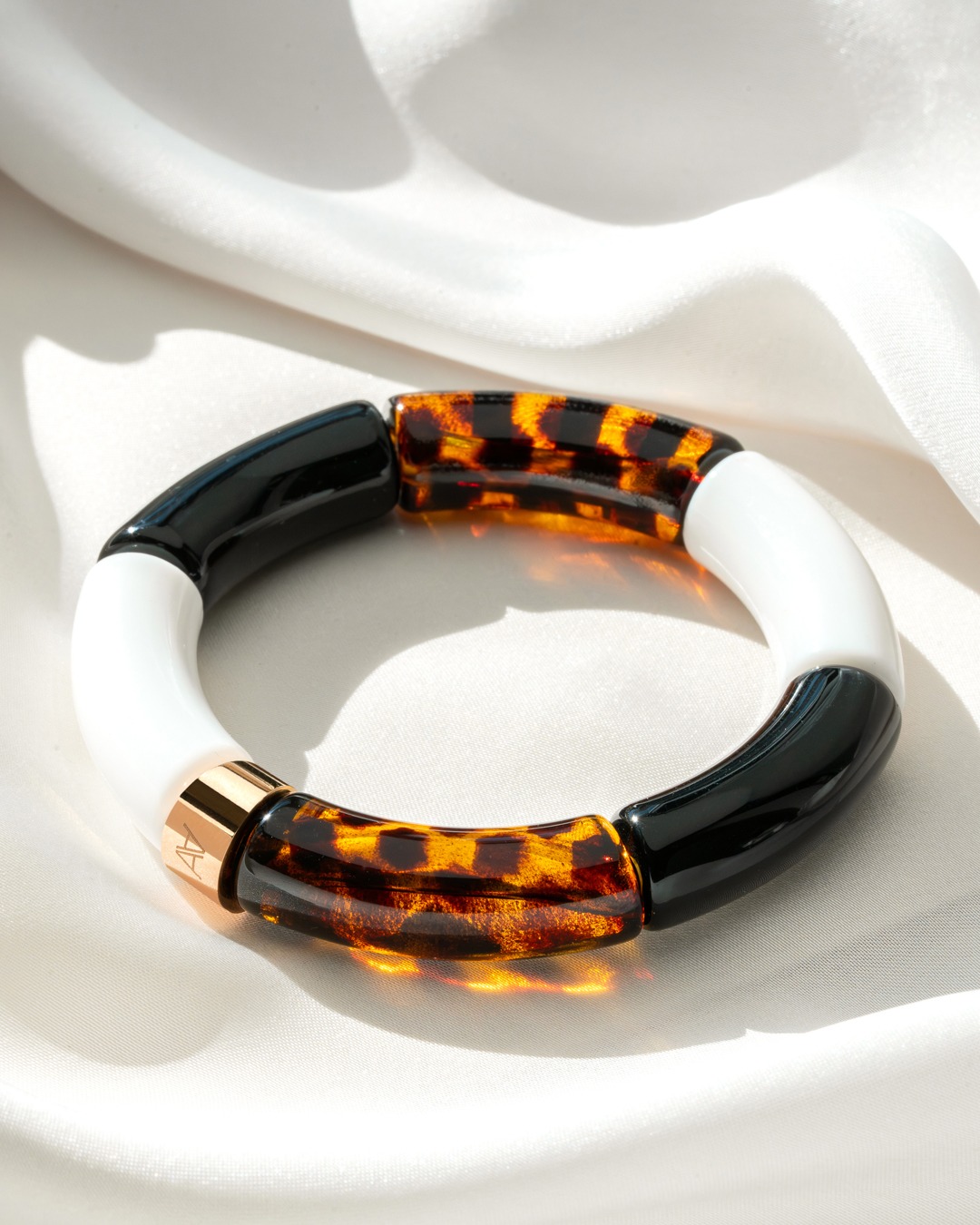 Packshot Bracelet Lueurs d'automne Léopard,Blanc et Noir Agnoli