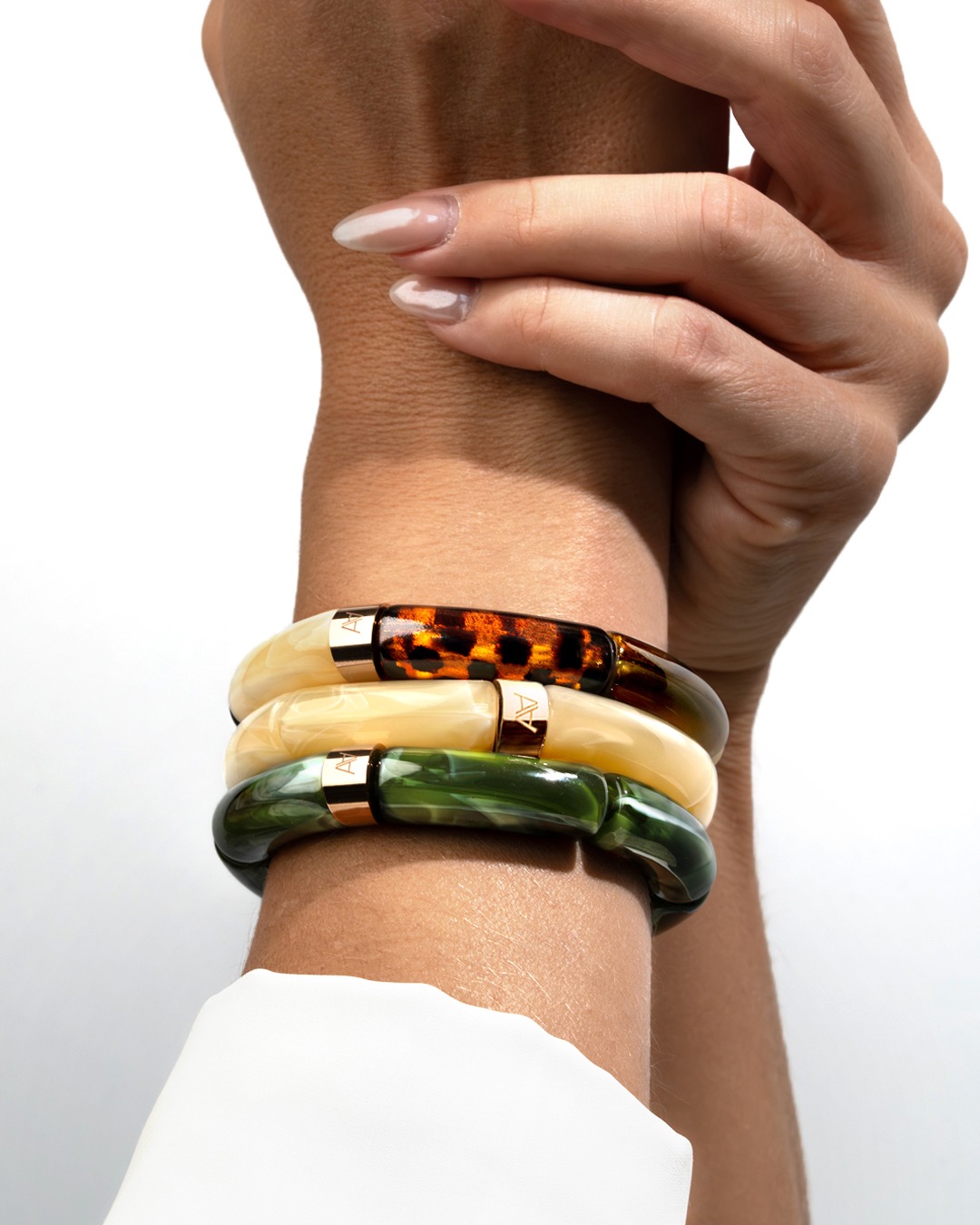 Bracelet Lueurs d'automne Léopard, beige marbré et brun pétrole Bova