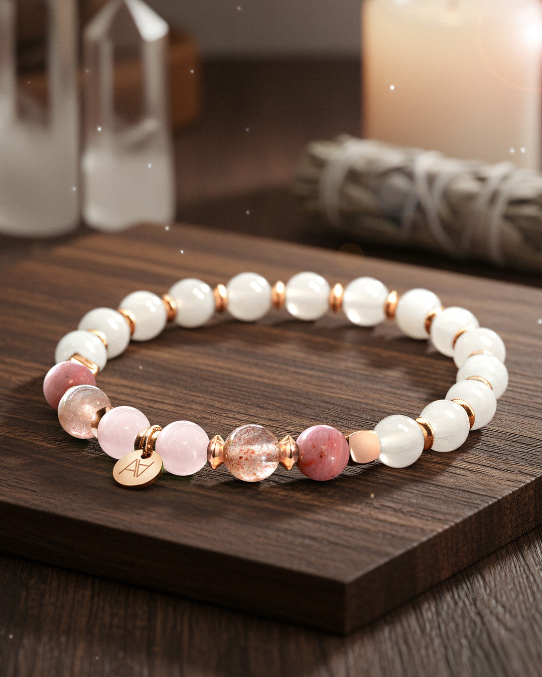 Packshot Bracelet Lithothérapie Chakra coeur - Amour
