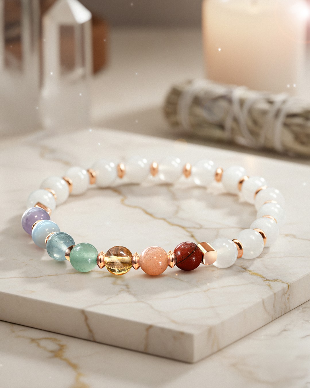 Packshot Bracelet Lithothérapie 7 Chakras Equilibre