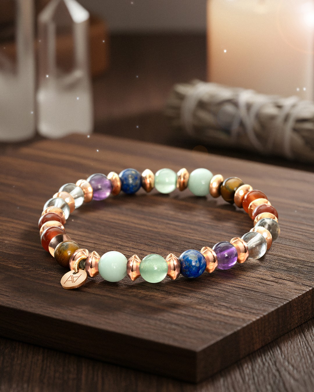 Packshot Bracelet Lithothérapie 7 Chakras Sérénité