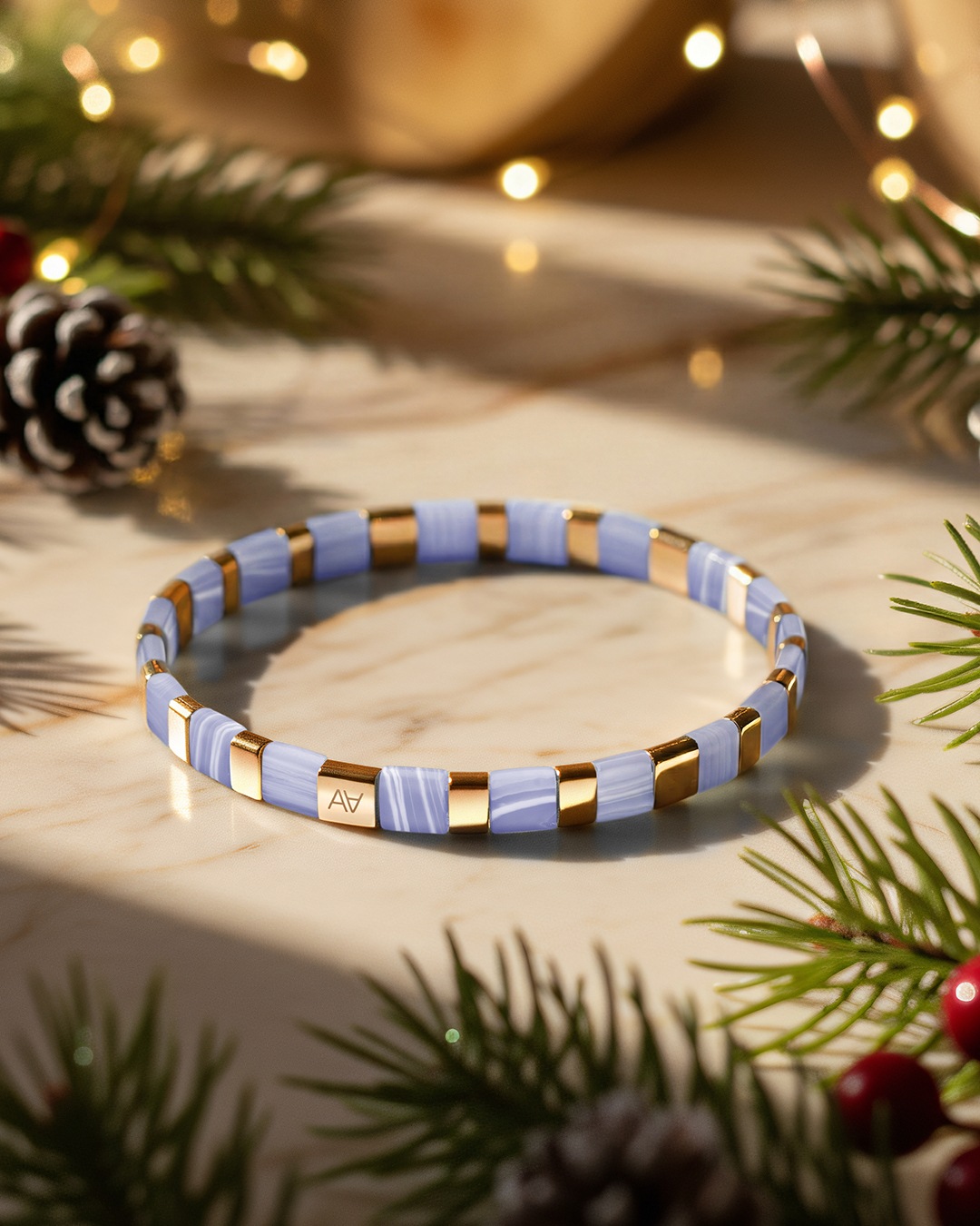 Bracelet Calcédoine bleue synthétique Morciano