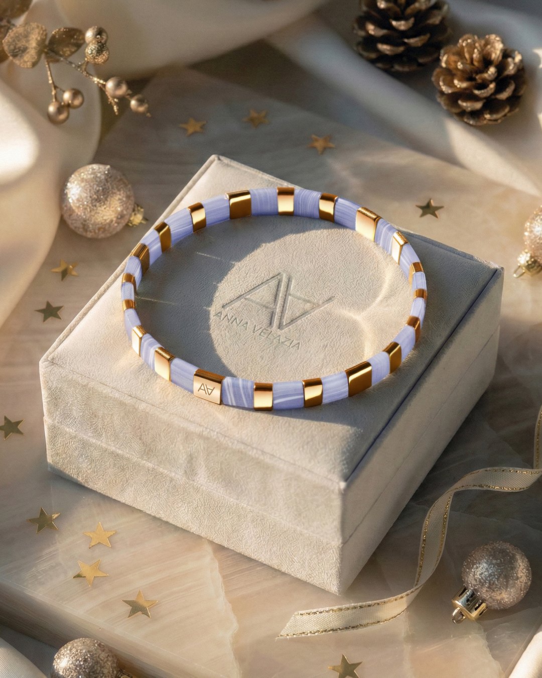 Bracelet Calcédoine bleue synthétique Morciano