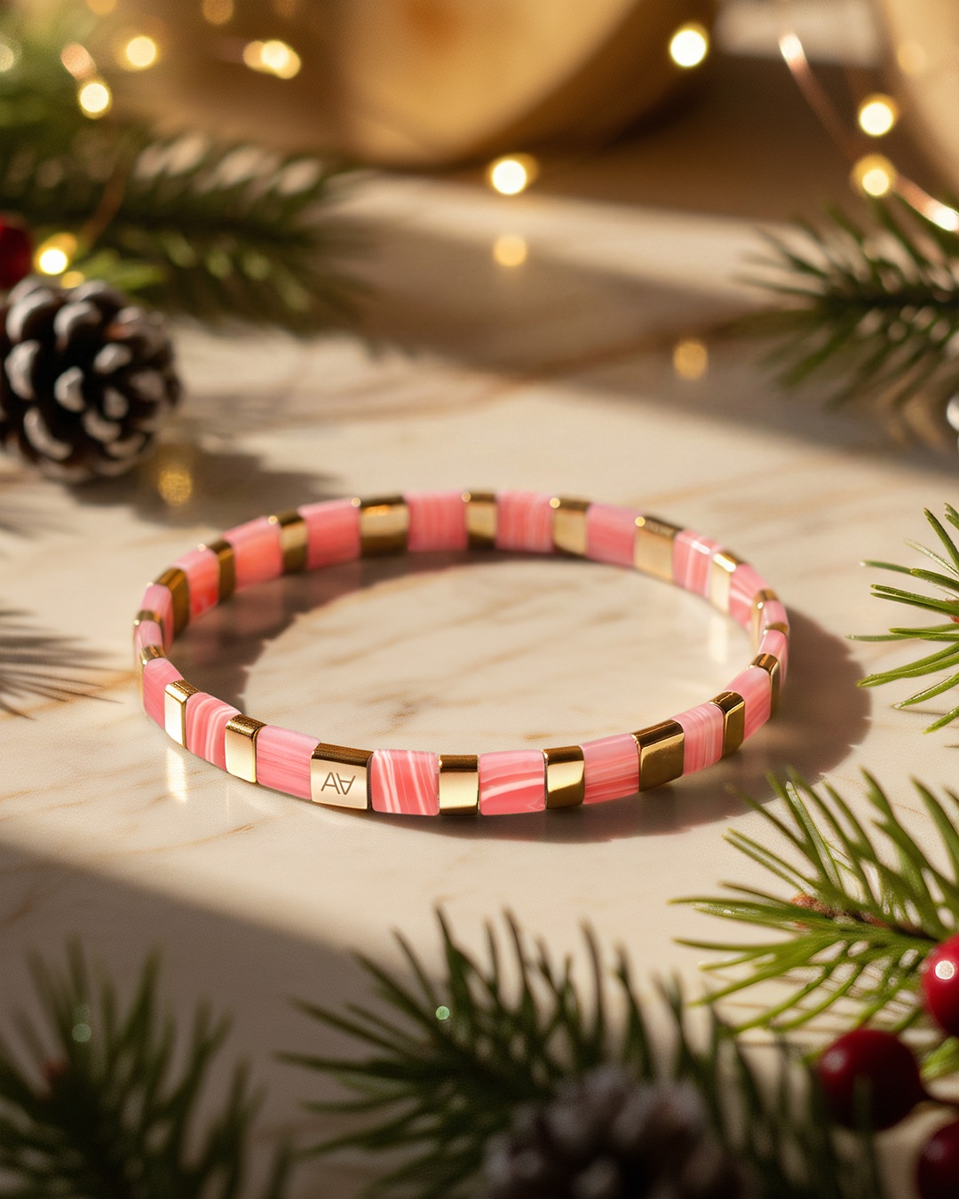 Packshot Bracelet Calcédoine rose synthétique Corciano