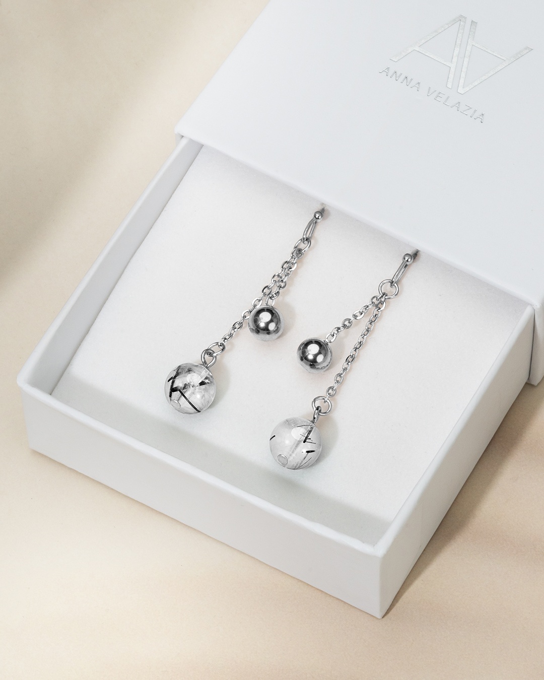 Packshot Boucle d'oreilles Quartz rutile tourmaliné  Rimini Claro 