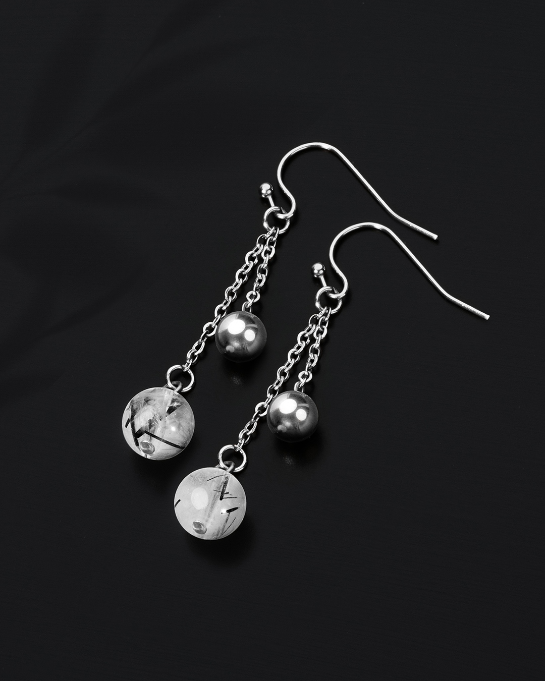 Packshot Boucle d'oreilles Quartz rutile tourmaliné  Rimini Claro 